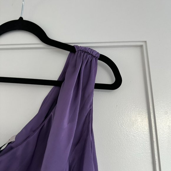 Delfi Collective Solie Pleated Midi-dress One Shoulder Side Cut-out Sz L Purple - Picture 4 of 11